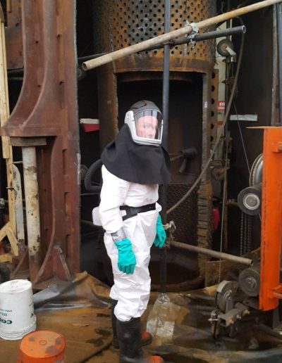 A mercury generator part of selective demolition metal cutting project.