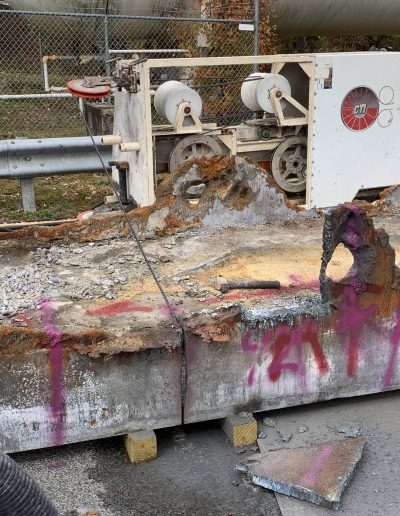 Wire sawing of metal zinc bar.