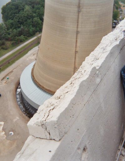 A damaged rim atop a nuclear reactor.