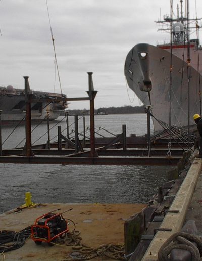 Underwater metal cutting of freighter sonor dome.