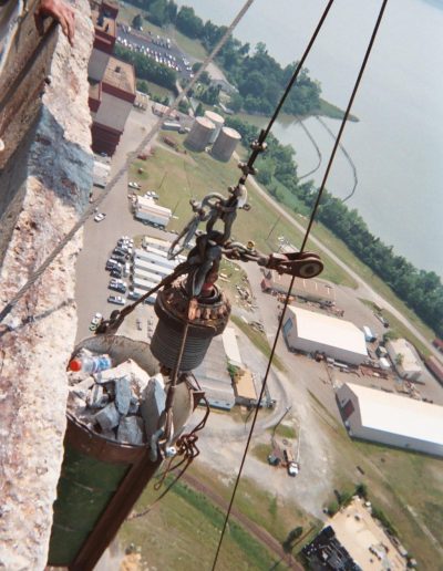 Removal of debris from a demolition site.