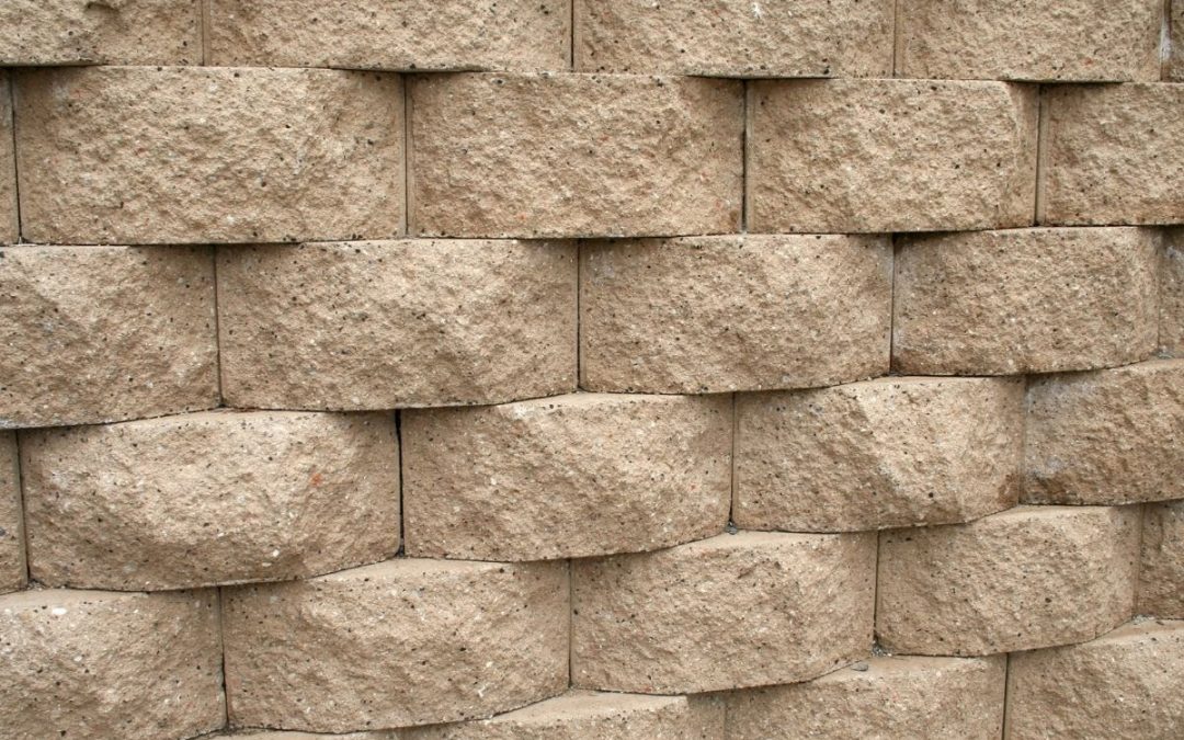 A close-up of a retaining wall.